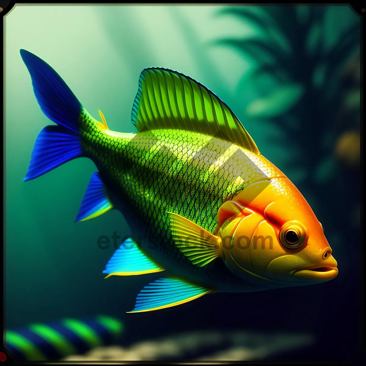 Picture of Vibrant Tropical Fish Swimming in Underwater Aquarium