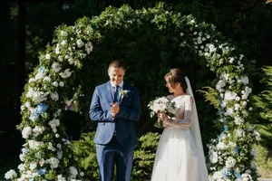 Happy bride and groom celebrating their wedding day