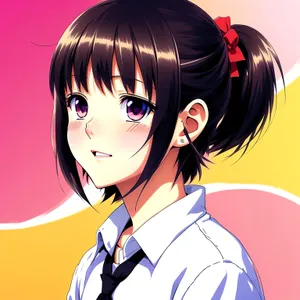 Cartoon Haircut Fashion Art - Hair Model with Amulet