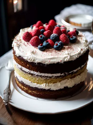 Delicious Fruit Dessert Plate with Cream