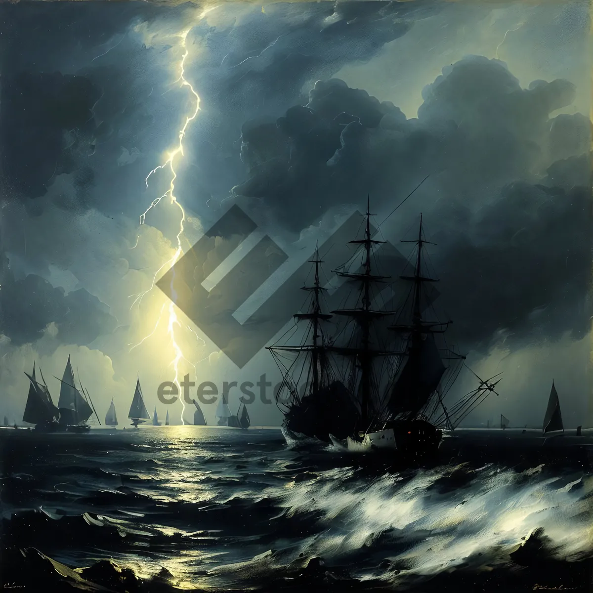 Picture of Electric-powered pirate ship at sea with towering mast