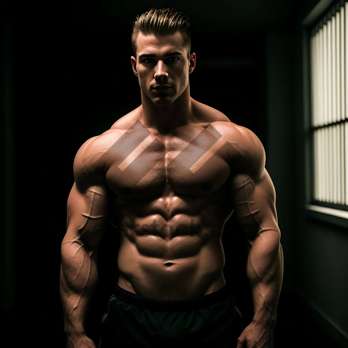 Picture of Fit Masculine Athlete: Powerful and Sexy Gym Portrait