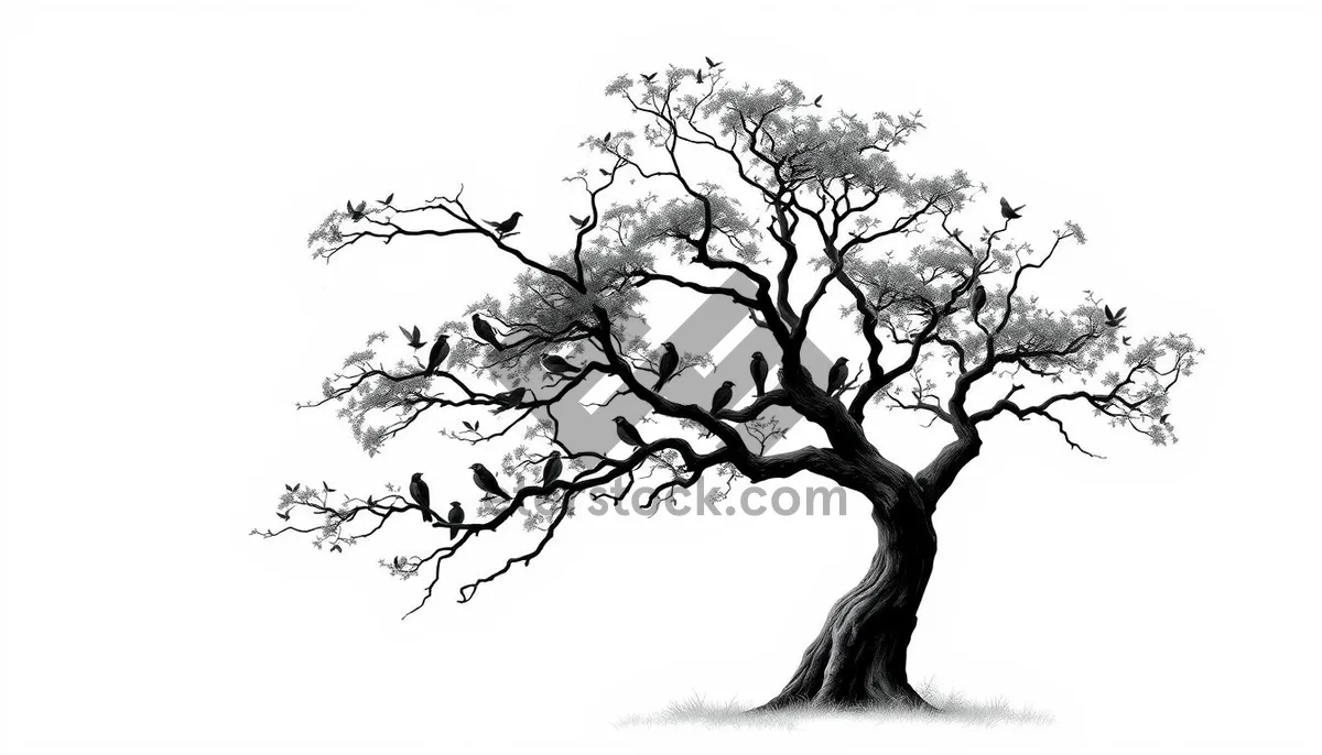 Picture of Black Oak Tree Silhouette in Solitude