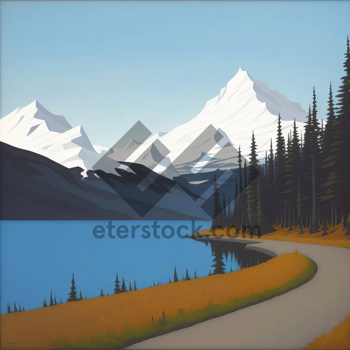 Picture of Snow-capped Mountain Peak with Cloudy Sky