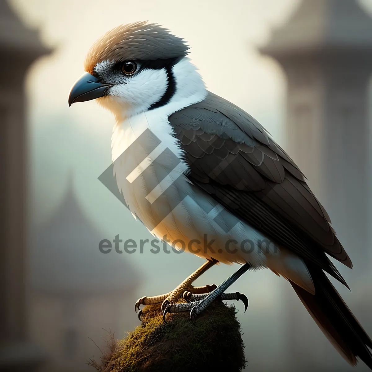 Picture of Sparrow perched on tree branch with beautiful feathers