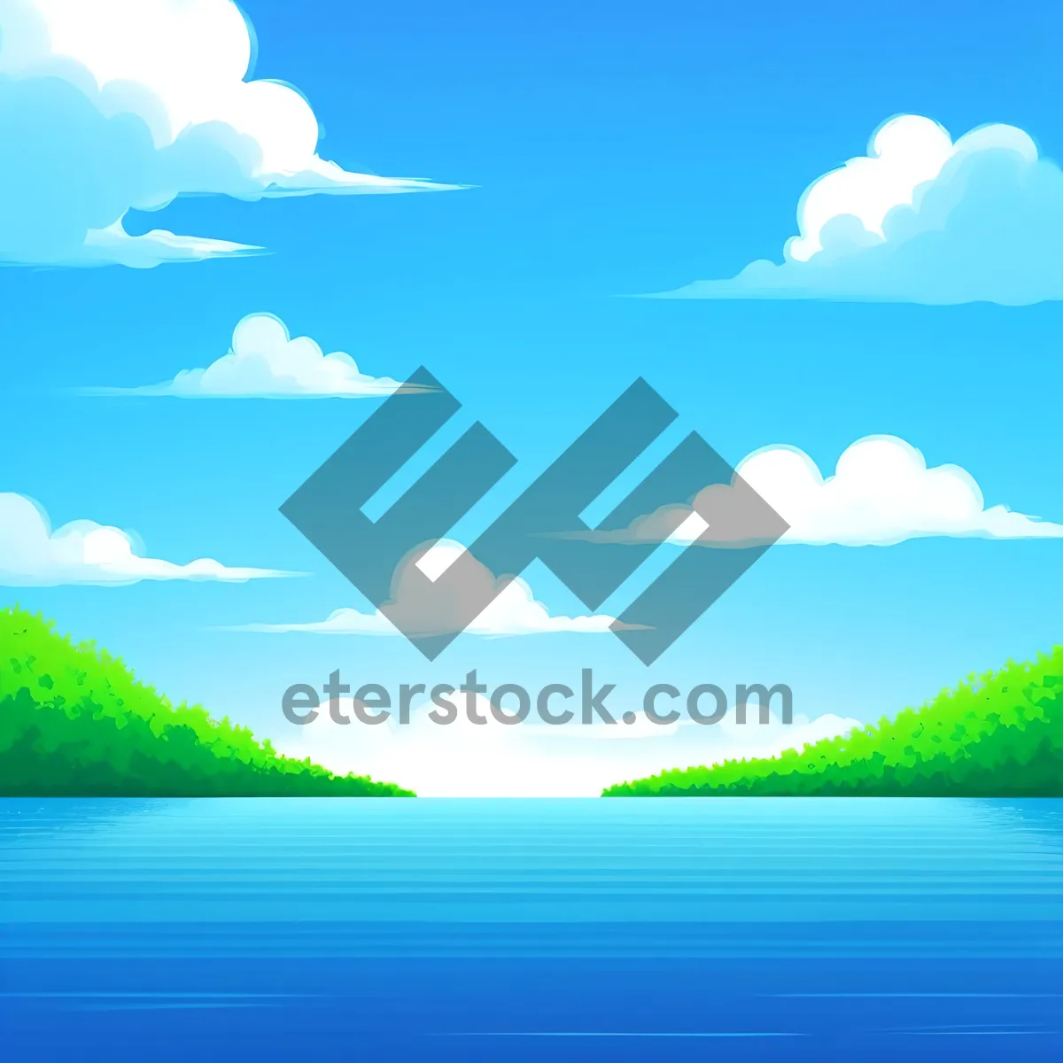 Picture of Serene Summer Sky with Beautiful Landscape