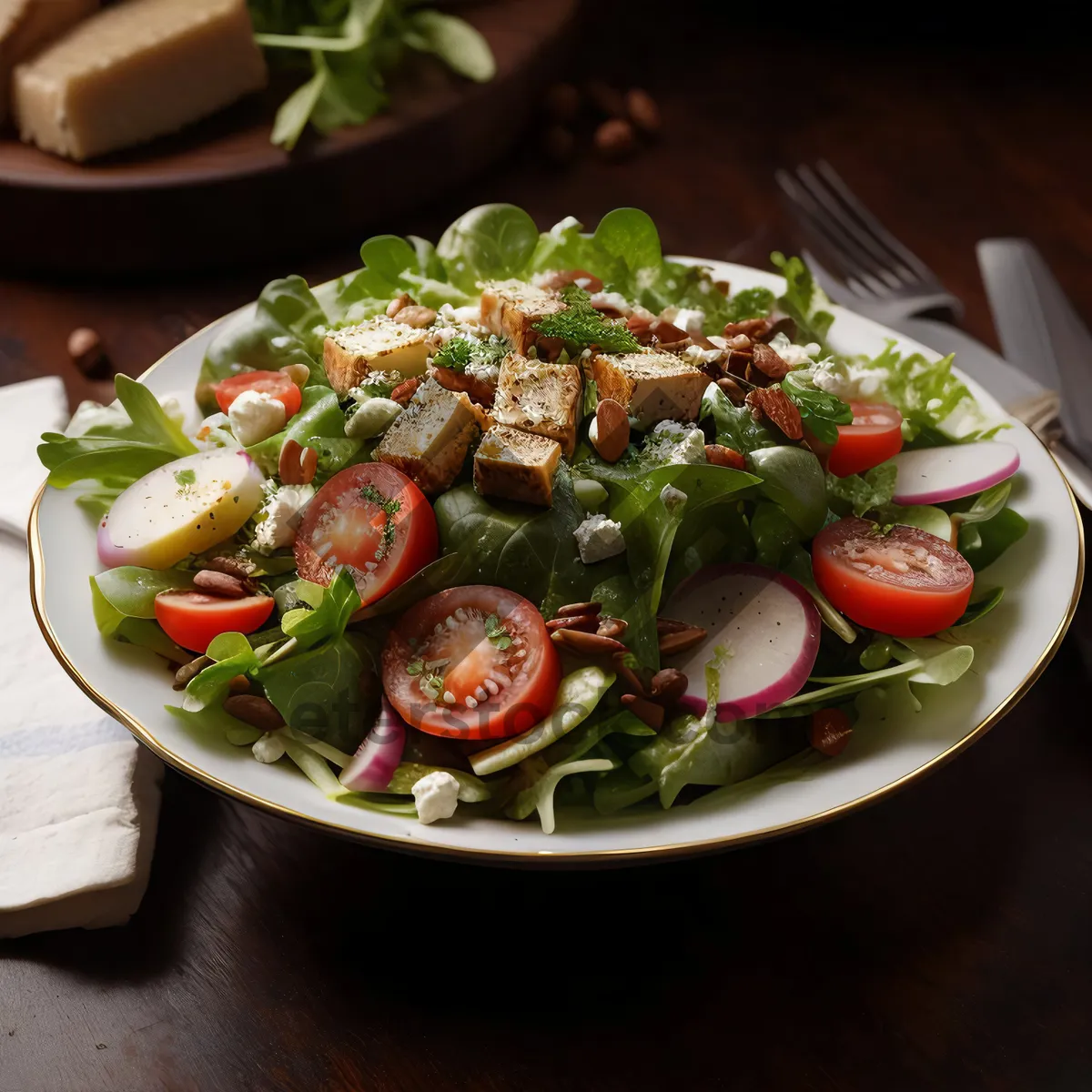 Picture of Delicious Gourmet Vegetable Salad with Fresh Cheese