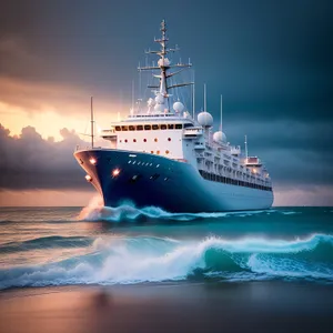 Luxury Cruise Ship Sailing at Sea