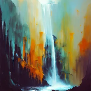 Captivating Waterfall: Fluid Motion of Colorful Acrylic Stream