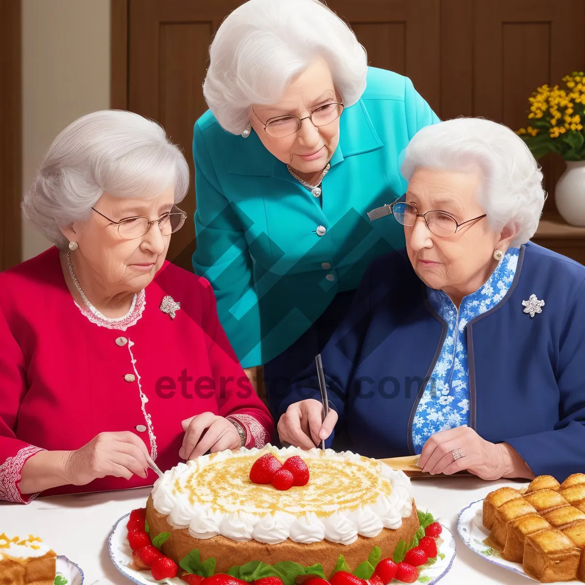 Picture of Joyful Elderly Couple Enjoying Meal Together at Home