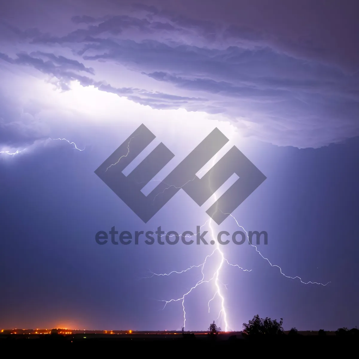 Picture of Electric Sunset: Lightning Bolts Illuminate Dramatic Sky