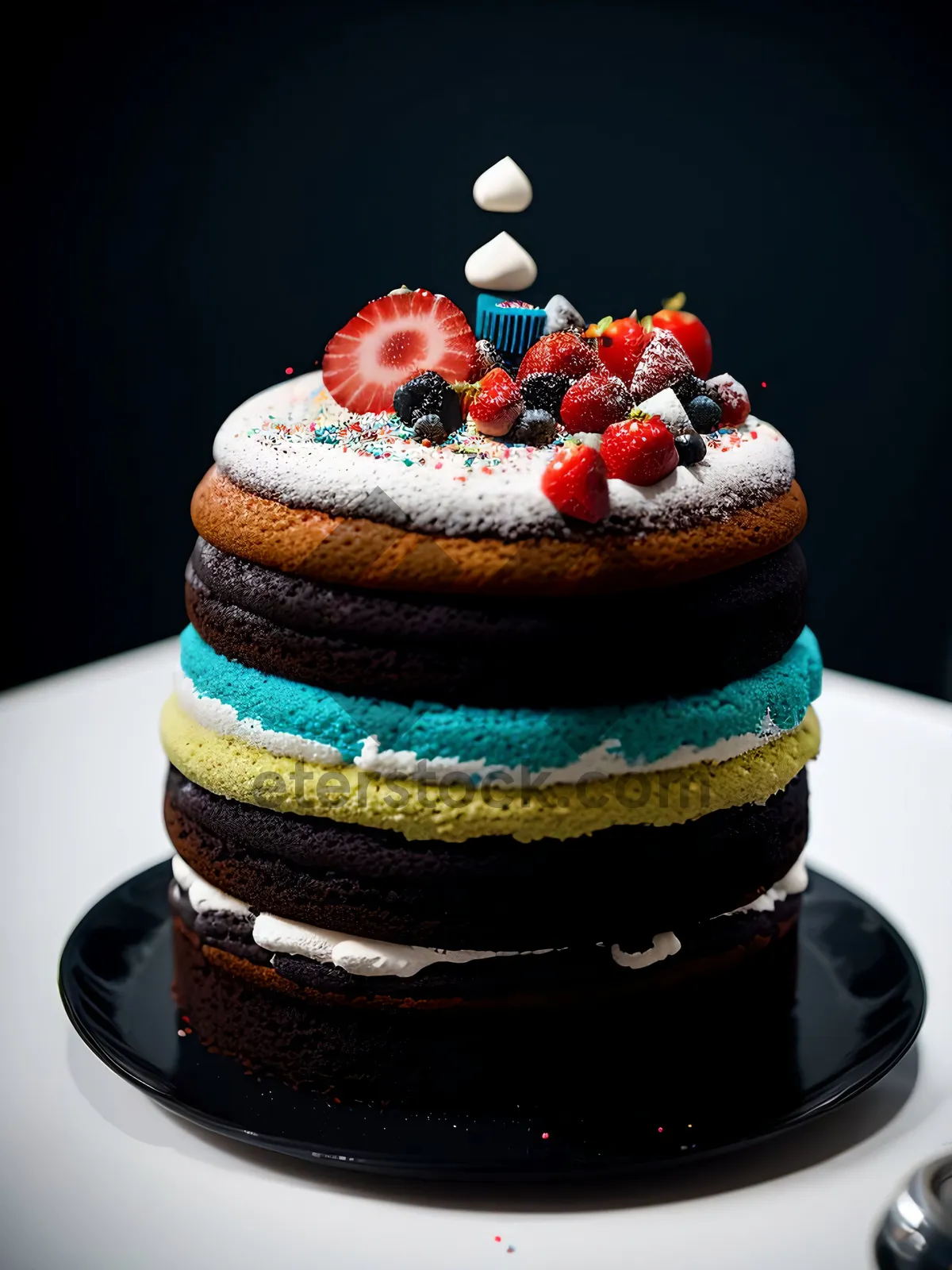 Picture of Delicious Berry Chocolate Cake with Fresh Berries