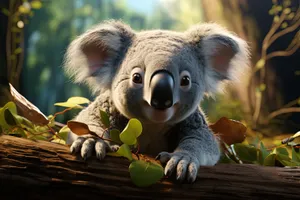 Cute Koala Climbing Tree in the Wild