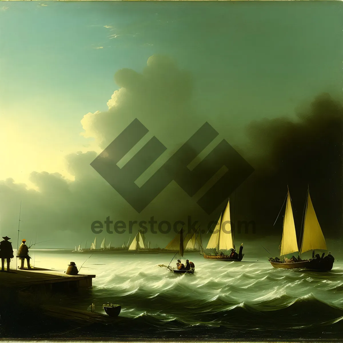 Picture of Golden Horizon Sailing at Beach Sunset