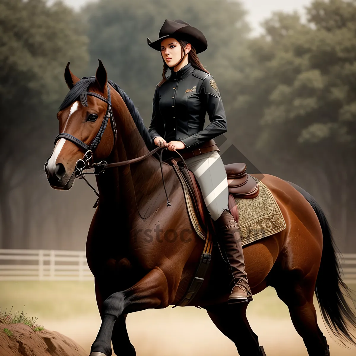 Picture of Professional Equestrian Rider in Horseback Riding Competition