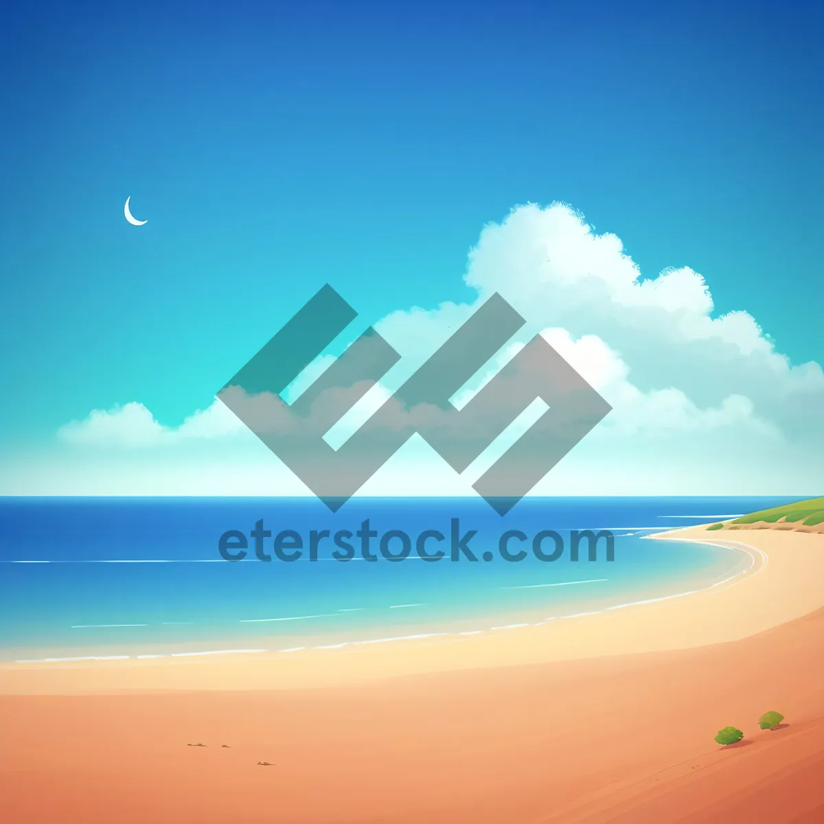 Picture of Summer Serenity: Sunlit Seascape with Waves and Sunset