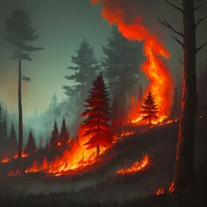 Fiery Mountain Flames Illuminate Dark Design