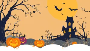 Cemetery under moonlight, cartoon style
