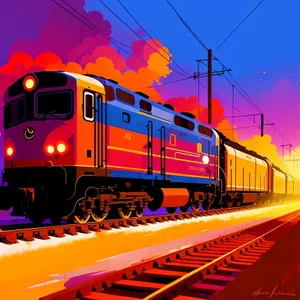 Electric Locomotive Speeding Through Railroad Tracks