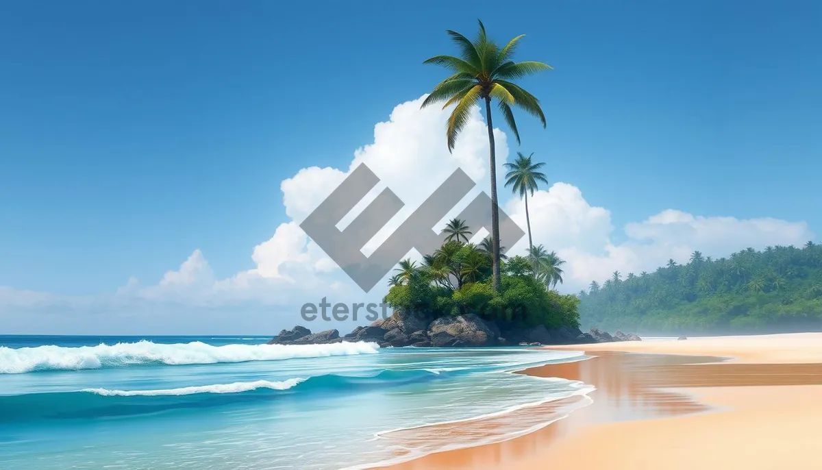 Picture of Tropical beach escape with palm trees and turquoise waters