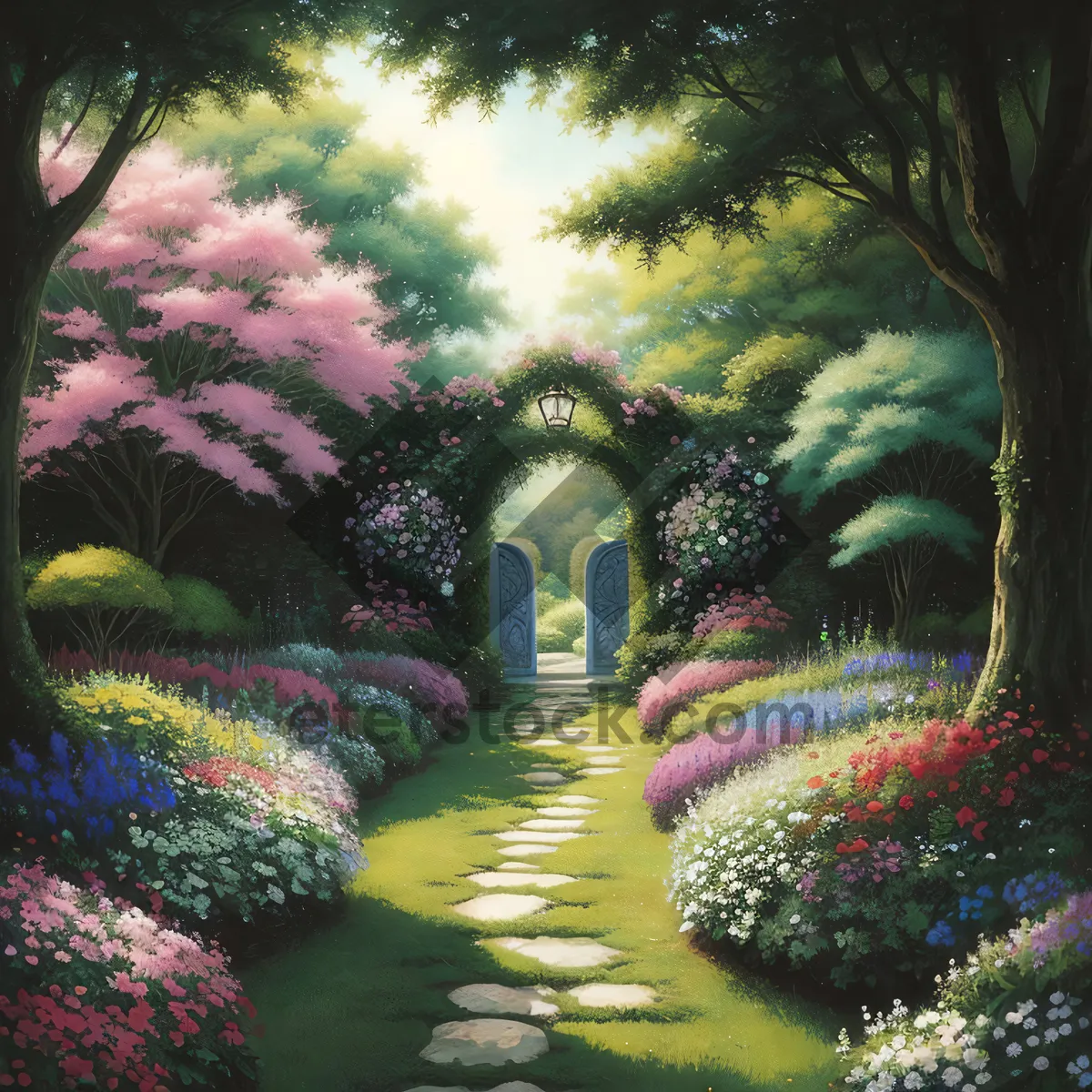 Picture of Lush tree-filled park landscape in the forest
