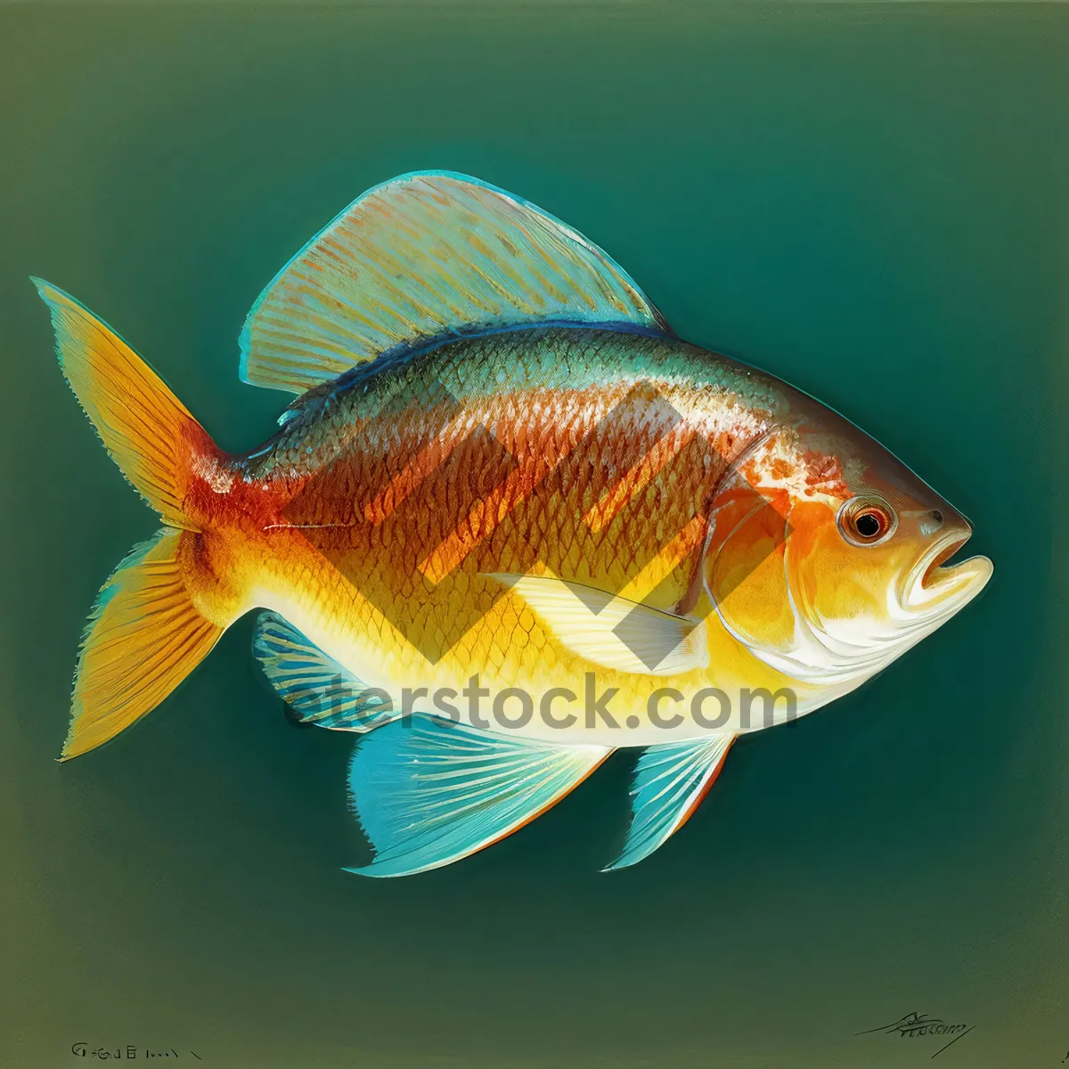 Picture of Golden Fish Swim in Aquatic Paradise