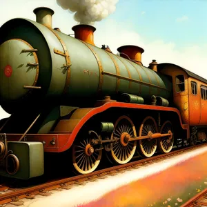 Vintage Steam Locomotive Powering Down Railroad Tracks
