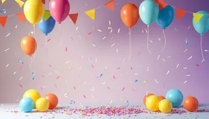 Colorful Birthday Party Decorations with Balloons and Confetti