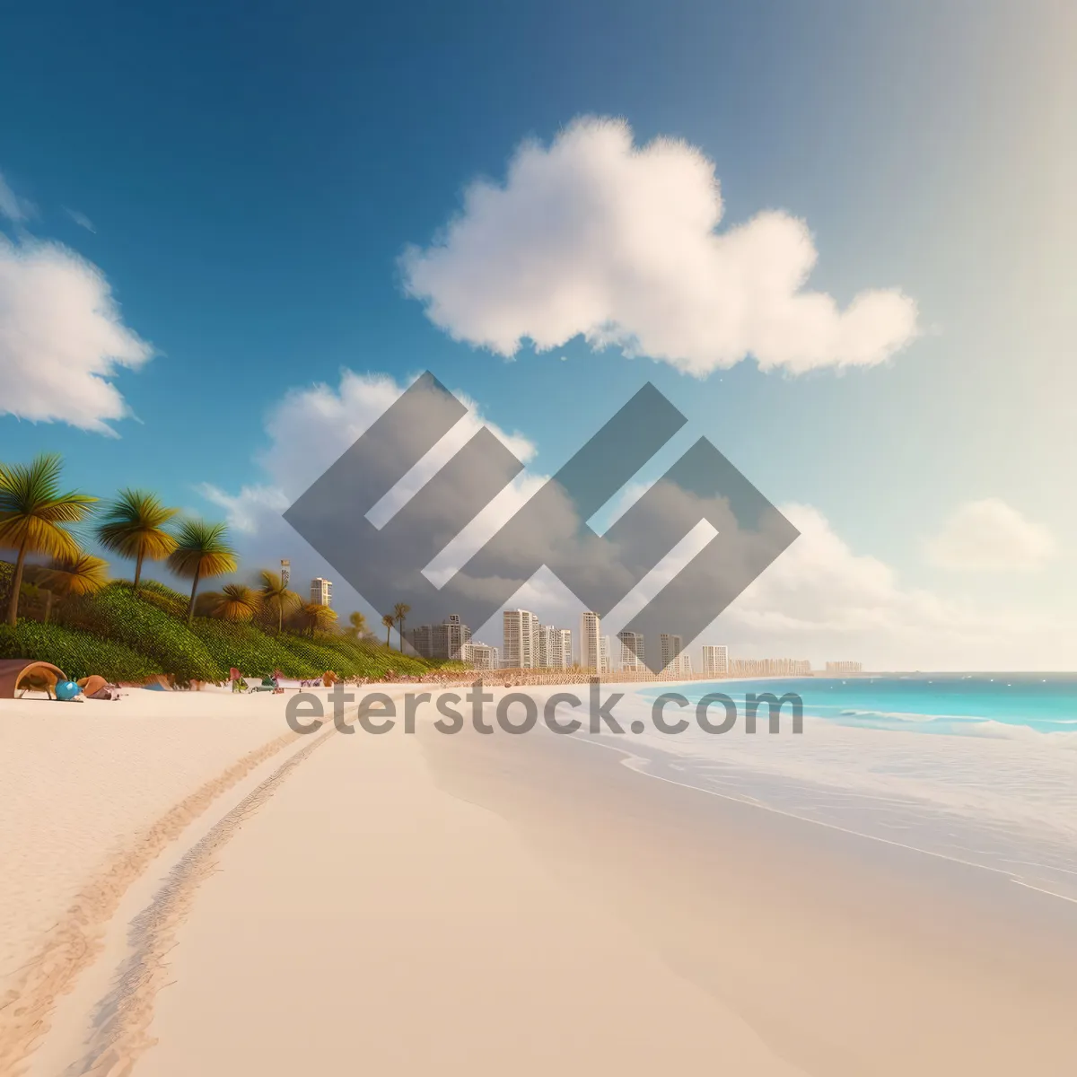 Picture of Summer Beach Sunset over Clear Ocean Waters