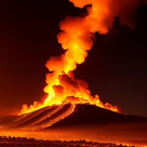 Fiery Volcanic Inferno: A Burning Mountain's Blaze
