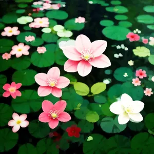 Spring Floral Tile Pattern with Pink Clover