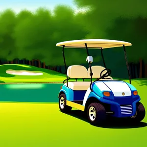 Speeding Golf Cart on Green Course