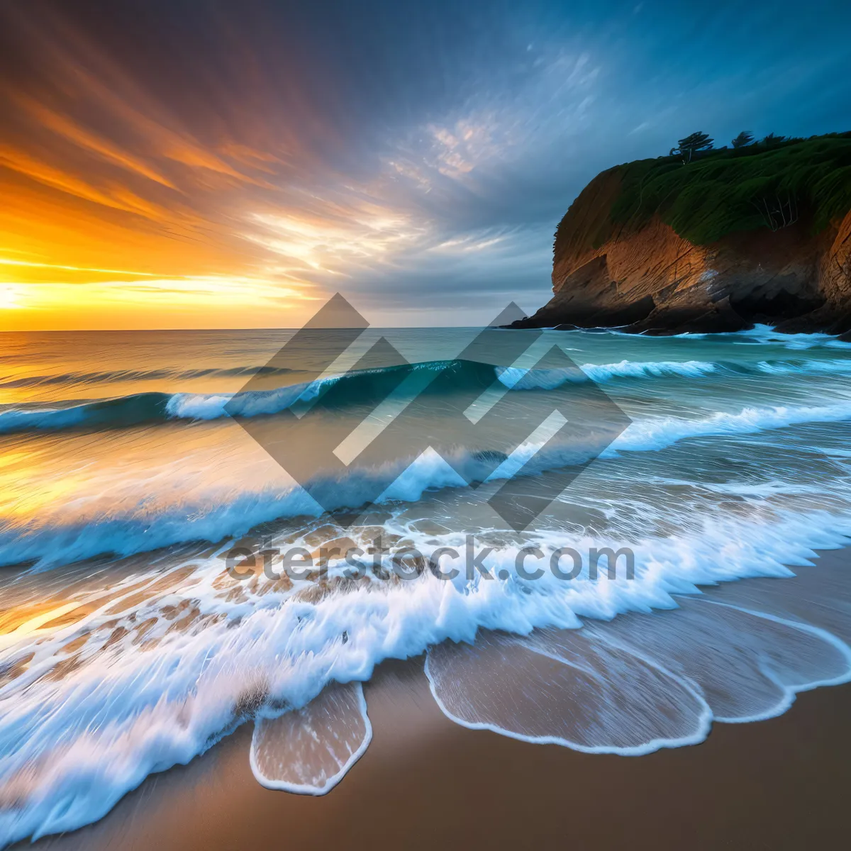 Picture of Serene Coastal Sunset over Turquoise Waves