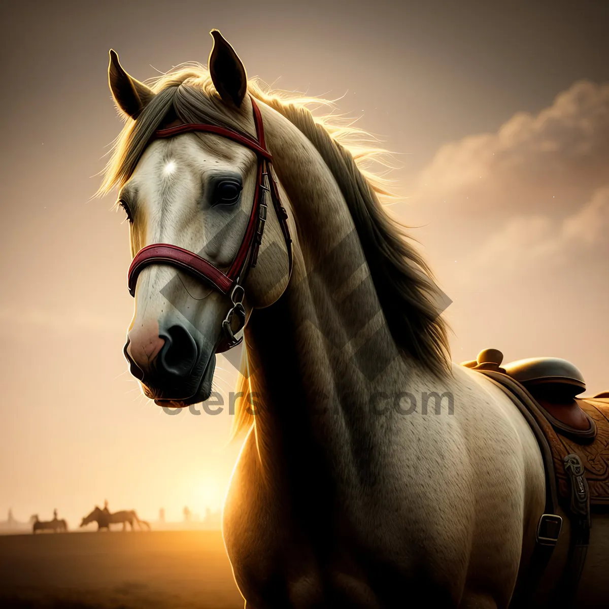 Picture of Elegant Stallion in Brown Halter and Bridle