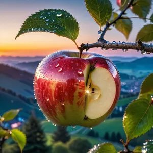 Fresh and Ripe Red Delicious Apple Harvest Scene