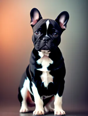 Cute Black Bulldog Portrait in Studio