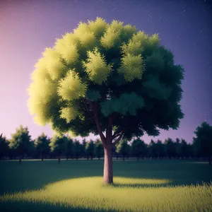 Summer Sky with Acacia Trees and Grass
