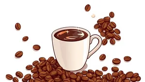 Freshly Brewed Morning Cappuccino in Black Ceramic Cup