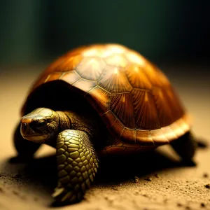 Protective Shell: The Cute Box Turtle Crawling Slowly