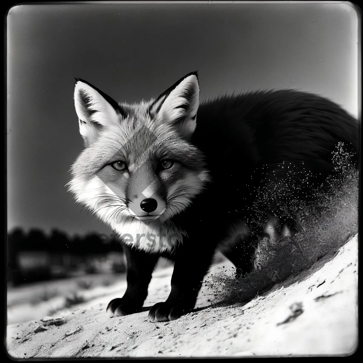 Picture of Adorable Red Fox Curiously Looking with Fluffy Fur