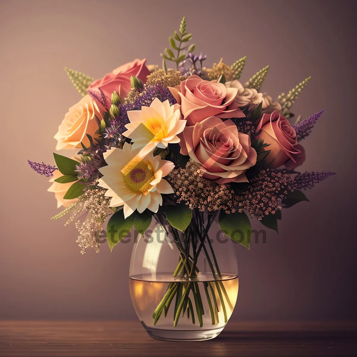 Picture of Vibrant Sunflower Bouquet in Colorful Vase