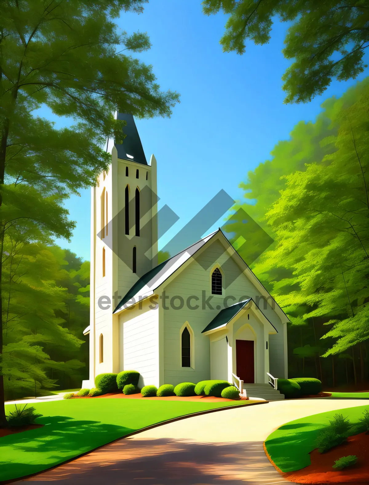 Picture of Serene Church Tower in Historic Townscape