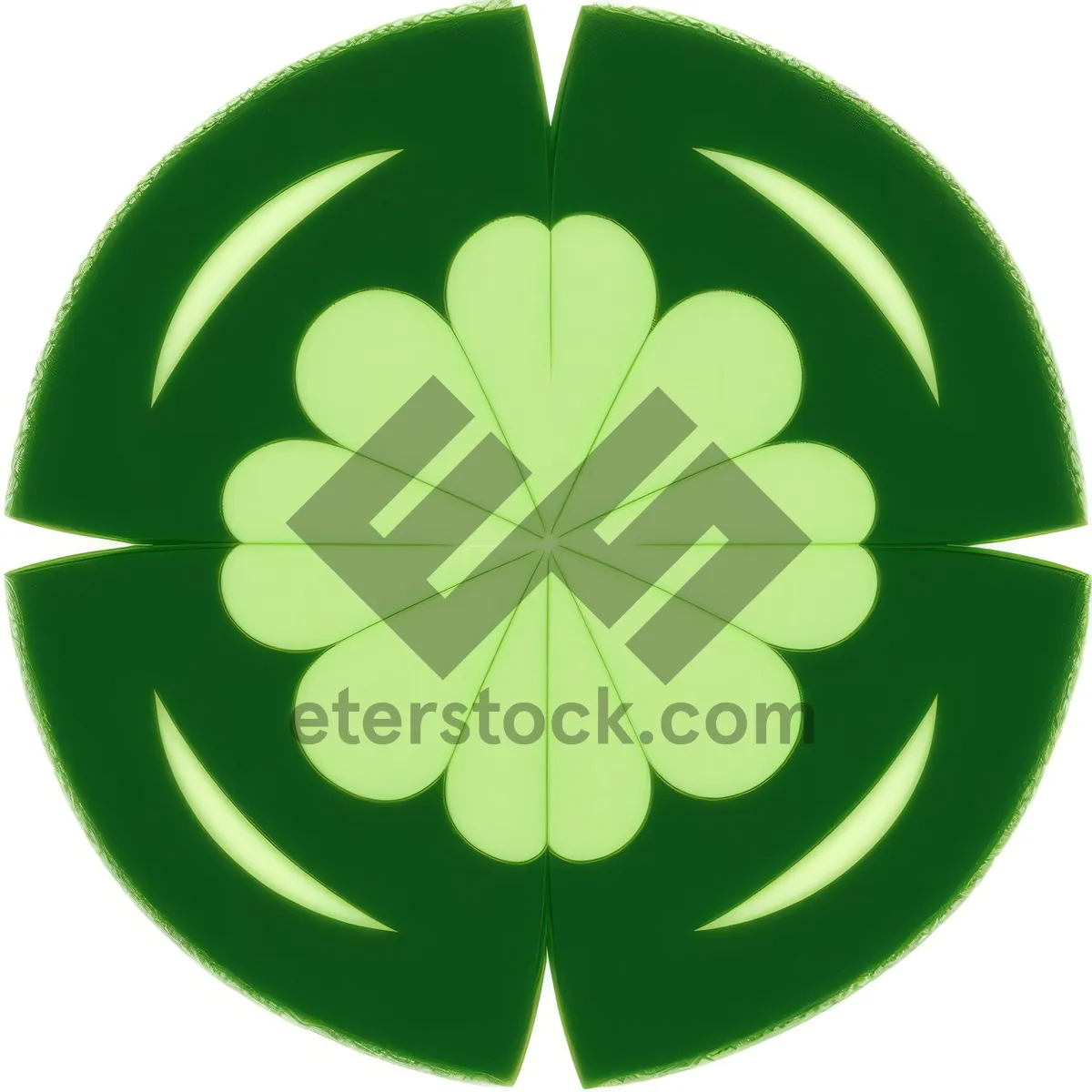 Picture of Ecology Icon: Green Clover Leaf - Environmental Design Element