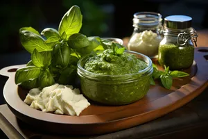 Fresh vegetable salad with cheese and herbs