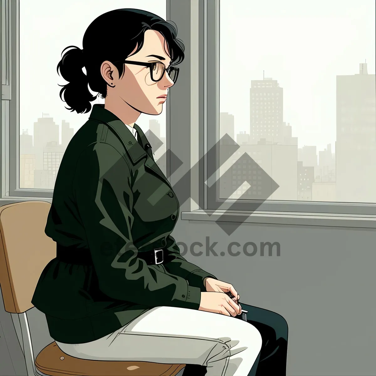 Picture of Happy Businesswoman Working on Laptop in Office