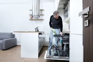 Modern luxury kitchen with white goods and appliances