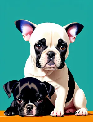 Adorable Wrinkled Bulldog Puppy in Studio