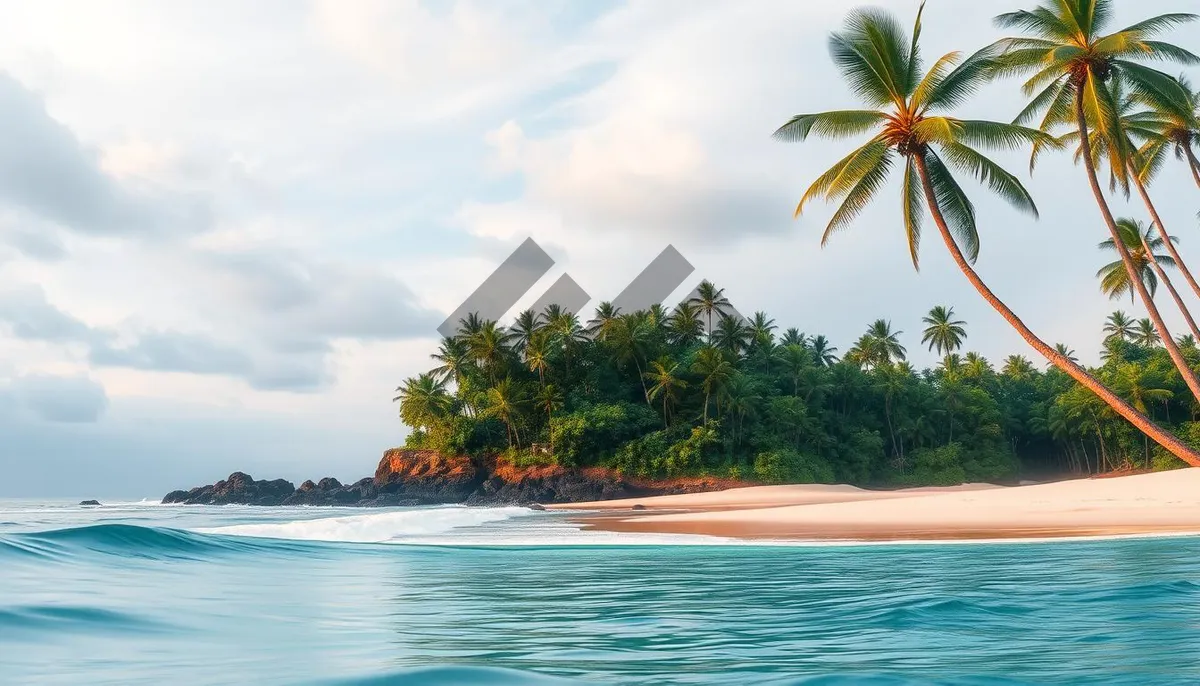 Picture of Tranquil tropical beach paradise with palm trees