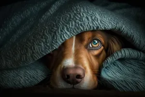 Cute dog in sombrero with bath towel