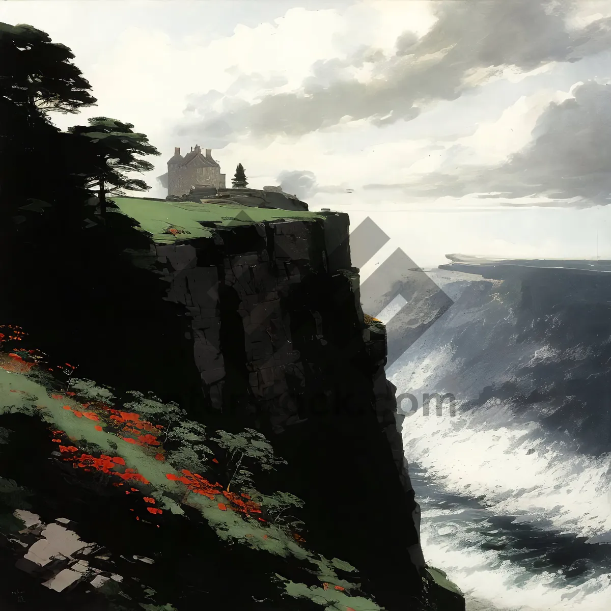 Picture of Serene Coastal Fortress overlooking Majestic Ocean Views